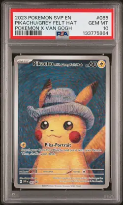 2023 POKEMON SVP EN-SV BLACK STAR PROMO #085 PIKACHU WITH GREY FELT HAT PSA 10 - Image 1