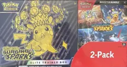 Pokemon Surging Sparks ETB + Booster Bundle Costco 2 Pack Factory Sealed - Image 1