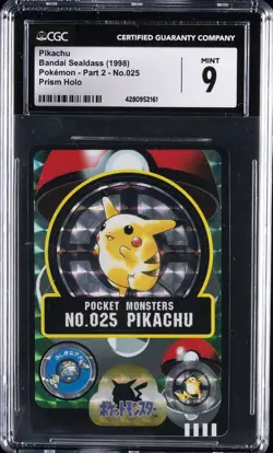 1998 BANDAI SEALDASS POKEMON - PART 2, PRISM HOLO #025 PIKACHU CGC 9 - Image 1
