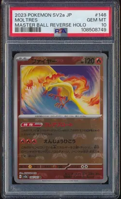 2023 POKEMON MOLTRES 151 MASTER BALL REVERSE HOLO JAPANESE #146 PSA 10 GEM MINT - Image 1