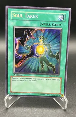 Soul Taker GLAS-EN092 Secret Rare Holo 1st Edition Gladiators Assault YuGiOh LP - Image 1