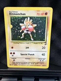 Pokemon TCG Hitmonchan Base Set 2 Holo Unlimited Rare Card 8/130 - Image 1