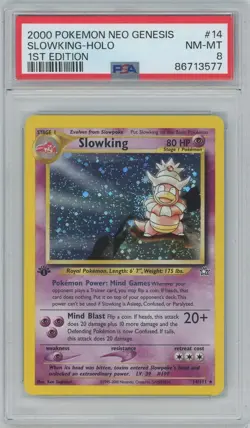 Slowking 14/111 1st Edition Neo Genesis 2000 Holo Rare Card PSA 8 NM-MT - Image 1