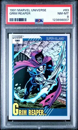 1991 MARVEL UNIVERSE #63 GRIM REAPER PSA 8 - Image 1