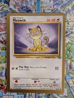 Meowth 56/64 Jungle Gold Border 1999 Pokemon Roll Promo LP Vintage WOTC - Image 1