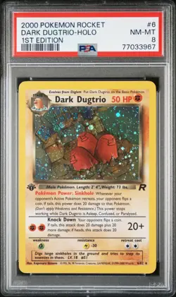 PSA 8 Pokemon Dark Dugtrio 6/82 Team Rocket 1st Edition Holo Rare - Image 1