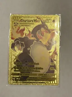 Charizard VMAX Gold Metal Custom Pokemon TCG Collectible/ Full Art Fan Made Card - Image 4