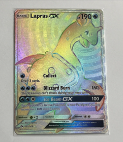 POKEMON LAPRAS GX 151/149 SUN & MOON SECRET RARE FULL ART CARD EX/MINT - Image 1