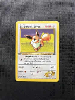 Pokemon Card 1st Edition Gym Challenge Lt. Surge's Eevee 51/132 WOTC - Image 1