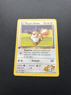 Pokemon Card 1st Edition Gym Challenge Lt. Surge's Eevee 51/132 WOTC - Image 3