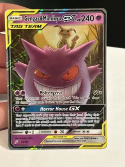 Pokemon Gengar & Mimikyu GX Full Art Holo Card 53/181 Sm-Team Up Ultra Rare - Image 3