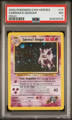 💫SWIRL Pokemon Sabrina's Gengar Holo Gym Challenge Card 14/132 PSA 7 - Image 1
