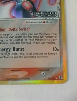 Damaged - Pokemon Holo Mewtwo 12/113 - EX Delta Species - Image 3