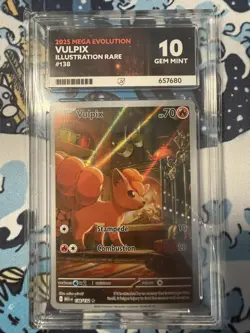 🔥 Vulpix 138/132 Illustration Rare Pokemon TCG Ace 10 Gem Mint 💎 PERFECT Subs - Image 3