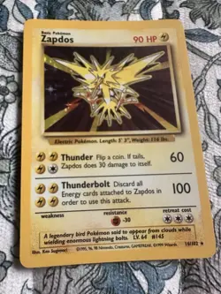 Zapdos Holo - Base Set 2 - 16/102 - WOTC 1999 - MP/LP - Vintage Pokemon Card - Image 1