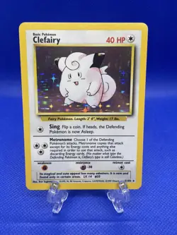 Pokemon TCG Clefairy Base Set Holo Unlimited Rare Card 5/102 Vintage - Image 1
