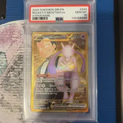 2025 POKEMON DRI EN-DESTINED RIVALS HYPER RARE TEAM ROCKET'S MEWTWO EX PSA 10 - Image 1