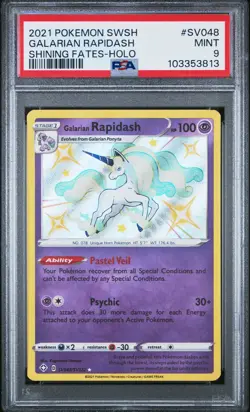 2021 POKEMON SWORD & SHIELD SHINING FATES #SV048 GALARIAN RAPIDASH-HOLO PSA 9 - Image 1