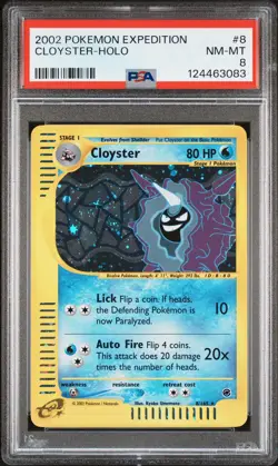 2002 POKEMON EXPEDITION #8 CLOYSTER-HOLO PSA 8 - Image 1