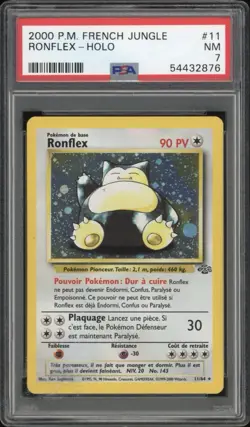 2000 Pokemon FRENCH Unlimited Jungle Ronflex-Snorlax Holo 11/64 PSA 7 NM - Image 1