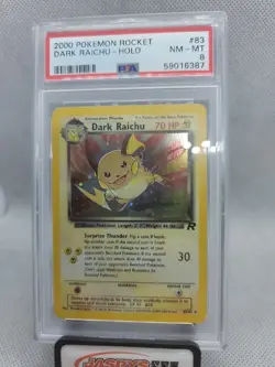Pokemon WOTC 2000 Team Rocket Dark Raichu Holo 83/82 PSA 8 NM-MT - Image 1