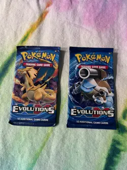 TWO!! 2016 Pokemon TCG XY Evolutions Booster Packs Charizard/Blastoise Pack Art. - Image 1