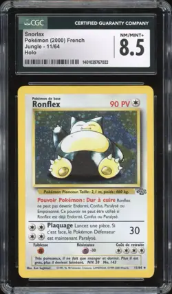 2000 Pokemon FRENCH Unlimited Jungle Ronflex-Snorlax Holo 11/64 CGC 8.5 NM-MT+ - Image 1