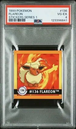 1999 Pokemon Stickers Series 1 Flareon VINTAGE #136 PSA 4 VG-EX - Image 1