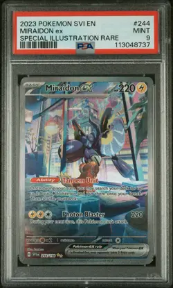 2023 POKEMON SVI EN-SCARLET & VIOLET SPECIAL ILLUSTRATION RARE MIRAIDON EX PSA 9 - Image 1