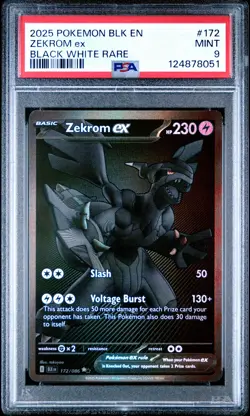 2025 POKEMON BLK EN-BLACK BOLT BLACK WHITE RARE #172 ZEKROM EX PSA 9 - Image 1