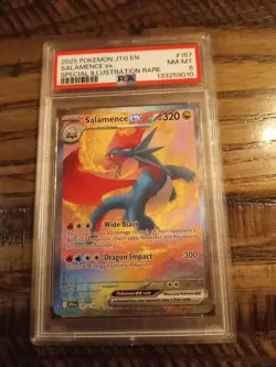 2025 POKEMON JTG EN-JOURNEY TOGETHER #187 SALAMENCE EX PSA 8 Graded Slab - Image 1
