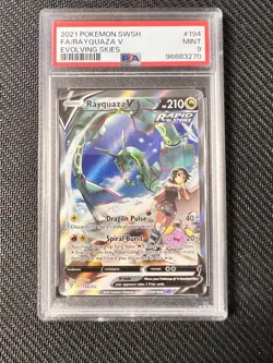 Pokemon Rayquaza v Alt Art PSA 9 Mint 194/203 Evolving Skies 2021 Full Art - Image 1