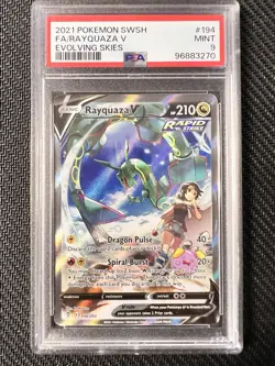 Pokemon Rayquaza v Alt Art PSA 9 Mint 194/203 Evolving Skies 2021 Full Art - Image 2