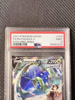 Pokemon Rayquaza v Alt Art PSA 9 Mint 194/203 Evolving Skies 2021 Full Art - Image 3