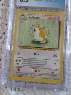 1999 POKEMON BASE SET-UNLIMITED #40/102 RATICATE CGC 8.5 GRADED CARD - Image 2