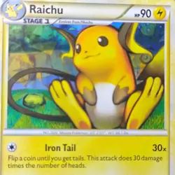 Raichu 10/123 HeartGold SoulSilver Cracked Ice Holo Rare NM Pokemon TCG Card - Image 2