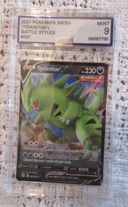 2021 POKEMON BATTLE STYLES #097 TYRANITAR V AGS 9 GRADED CARD - Image 1