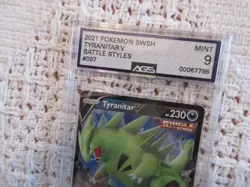 2021 POKEMON BATTLE STYLES #097 TYRANITAR V AGS 9 GRADED CARD - Image 3