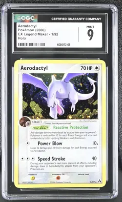 CGC 9 MINT Aerodactyl 2006 EX Legend Maker 1/92 Holo SWIRL Pokemon Card - Image 1