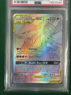 2019 Pokemon Unbroken Bonds Full Art Reshiram & Charizard GX 217 PSA 10 - Image 3