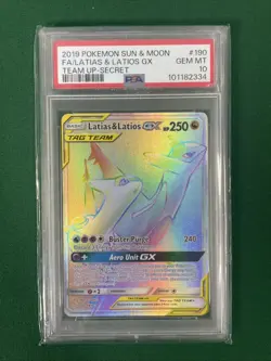 2019 Pokemon Latias & Latios GX Secret 190/181 Team Up PSA 10 - Image 1