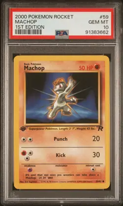 2000 POKEMON ROCKET 1ST ED #59 MACHOP PSA 10 - Image 1