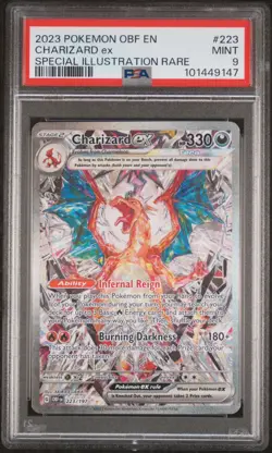 2023 POKEMON OBF EN-OBSIDIAN FLAMES SIR #223/197 CHARIZARD EX PSA 9 MINT - Image 1