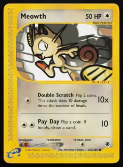 Pokemon Vintage Meowth 121/165 Expedition Non-Holo - HP / DMG - Image 1