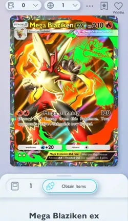Pokemon Tcg Pocket Trade Mega Blaziken ex 2 Star (Read description) - Image 1