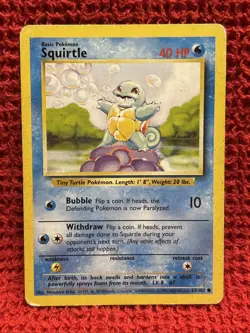 Pokemon TCG Squirtle Base Set 63/102 Regular Unlimited Common HP - Image 1