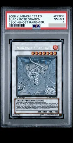YUGIOH Schwarzer Rosendrache CSOC-DE039 PSA 8 Near Mint Ghost Rare 1. Auflage - Image 1