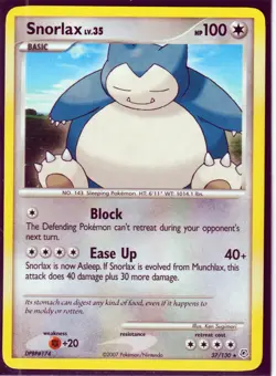 2007 POKEMON SNORLAX 37/130-DIAMOND & PEARL - RARE-REGULAR -NM/LP (S3) - Image 1