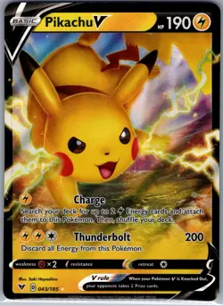 Pikachu V 043/185 SWSH04: Vivid Voltage - Pokemon Card - NM - Image 1