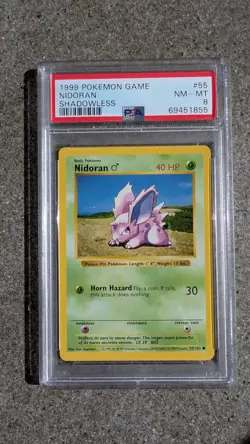 1999 POKEMON GAME NIDORAN, PIDGEY, VULPIX SHADOWLESS NEAR MINT-MINT PSA 8 - Image 1